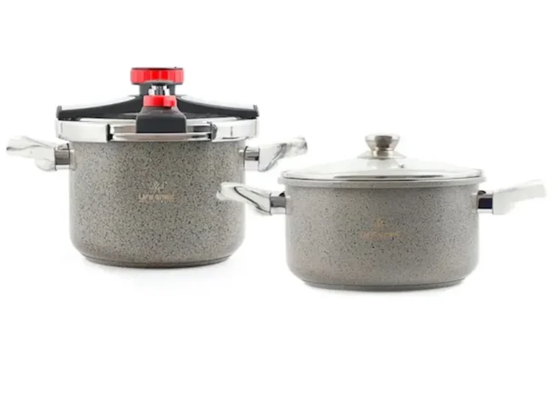 زودپز دوقلو 6+4 لیتری لایف اسمایل مدل ZDS-4+6M-GREY